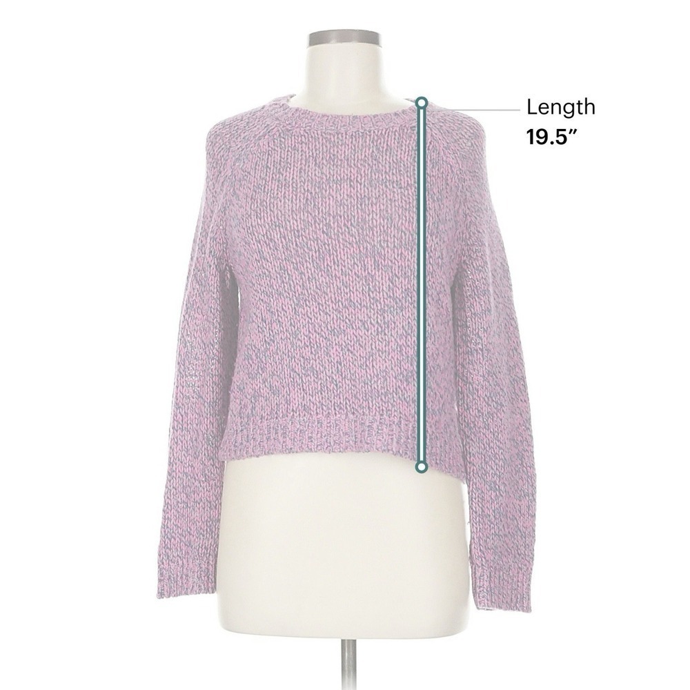 One Grey Day Pink Navy Chunky Marled Knit Wool Blend‎ Cropped Sweater Size M - Picture 3 of 5